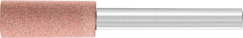 Un disque de ponçage cylindrique en papier abrasif rose monté sur un axe métallique, principalement utilisé pour un ponçage précis.