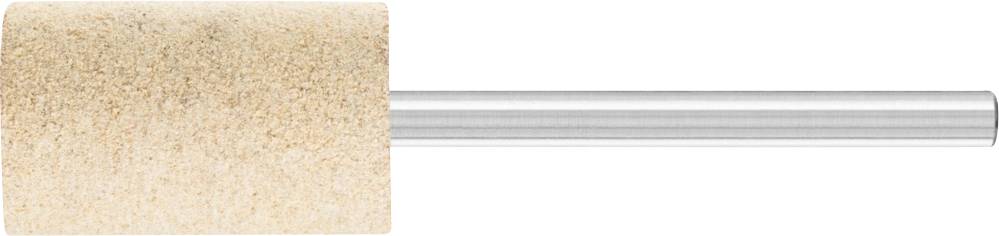 Embout de meulage avec tête ronde en sable et tige métallique, utilisé pour poncer ou polir des surfaces, isolé sur fond blanc.