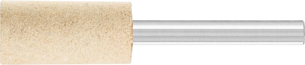 Outil de meulage doté d'une tête cylindrique et d'un manche en métal, utilisé pour la finition précise des surfaces.