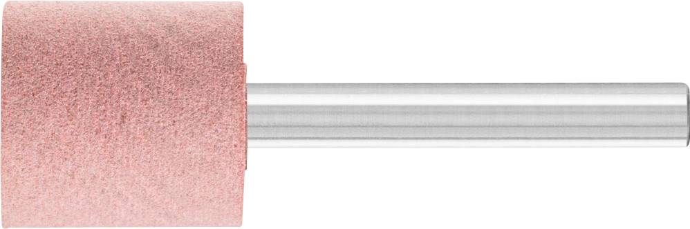 Embout de meulage cylindrique avec tête de meulage rose et tige argentée, pour le traitement de surface ou le polissage.