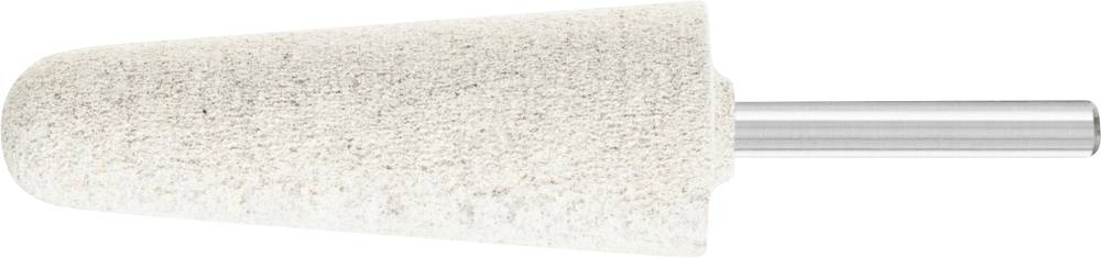 Une meule conique avec un support métallique ; adaptée pour le meulage précis et le traitement de surfaces dures.