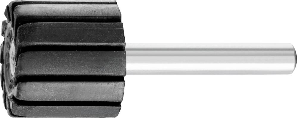 Un polisseur noir en caoutchouc avec un manche métallique, positionné horizontalement. Utilisé pour le traitement de surfaces lisses.