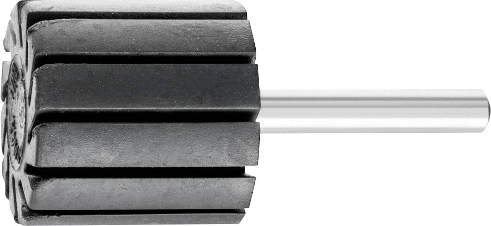 Rotor métallique avec des lamelles noires et un axe argenté.