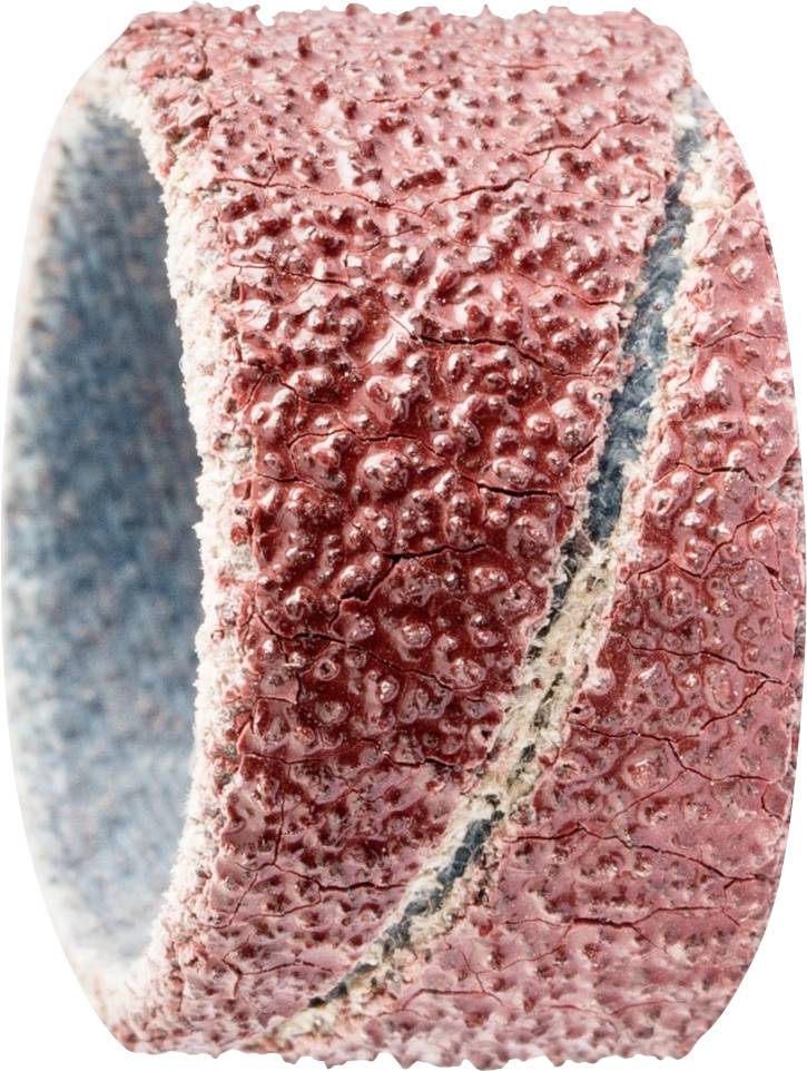 Gros plan d'un anneau rouge-brun texturé à la surface irrégulière et présentant une couche bleuâtre à l'intérieur.