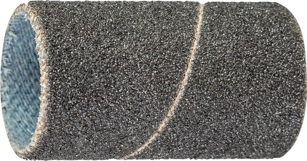 Une bande abrasive à surface rugueuse pour le meulage mécanique est représentée. Elle est cylindrique et de couleur brun foncé.