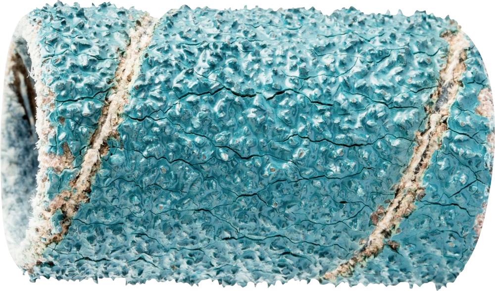 Cylindre bleu structuré, à surface irrégulière, ressemblant à du papier de verre grossier ou à un rouleau.
