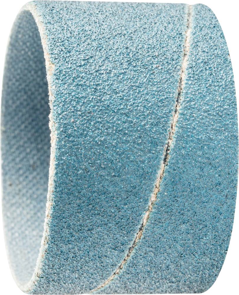 Un ruban abrasif bleu en forme de cylindre avec un grain fin pour les travaux de ponçage.