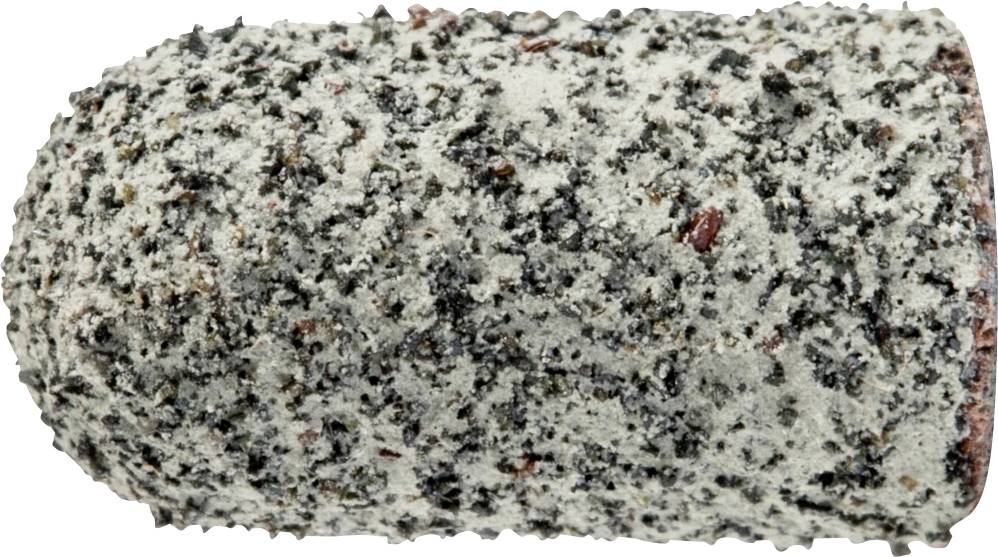 Un embout de meulage conique avec une surface rugueuse, utilisé pour l'enlèvement de matière et le lissage des surfaces.