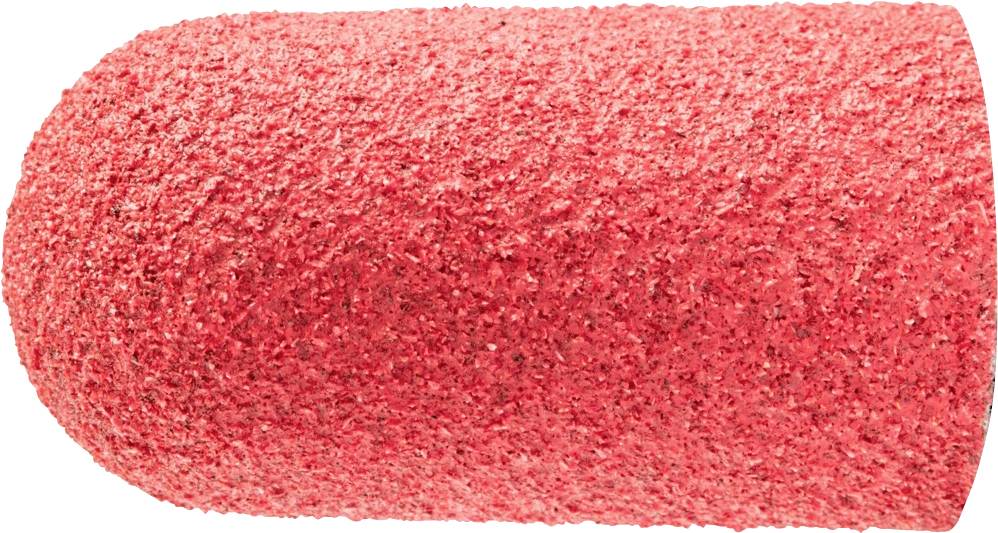 Un capuchon abrasif rouge pour outils de manucure, utilisé pour limer et façonner les ongles.