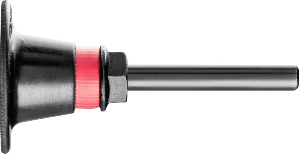 Gros plan d'un tube métallique noir avec un anneau rouge, pris de côté, montrant un composant industriel ou une partie d'un outil.