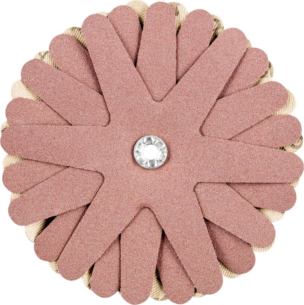 Une fleur décorative avec un cristal au centre, composée de pétales rouges disposés en deux couches symétriques.