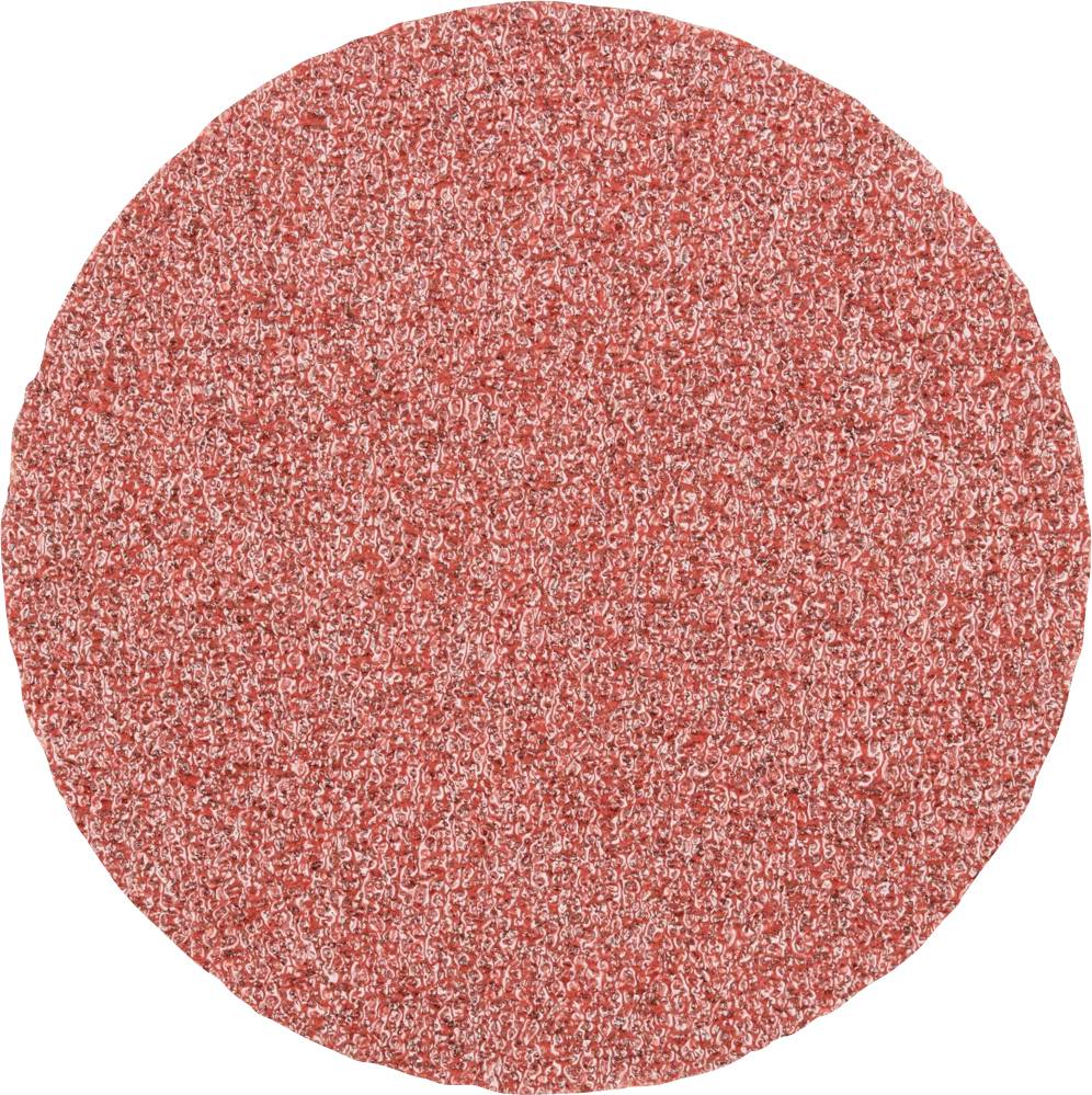 Un objet textile rond de couleur rose à la structure duvetée.