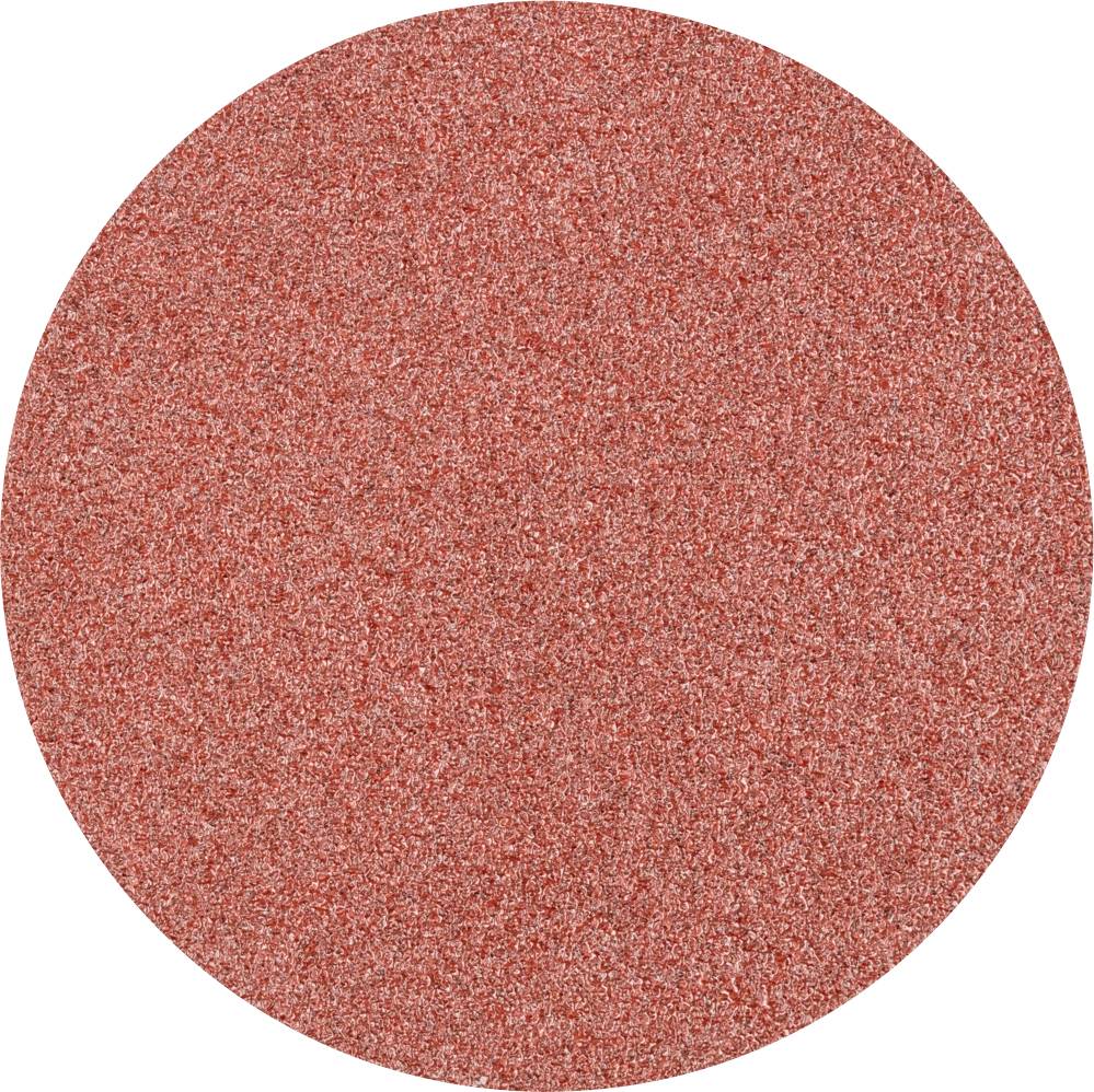 Feuille de papier de verre ronde, brun-rouge, à grain fin.