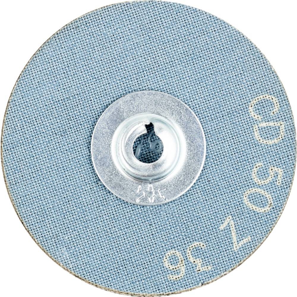 Un tampon de polissage rond bleu portant l'inscription 'CD 50 36'. Au centre se trouve une ouverture métallique pour la fixation.