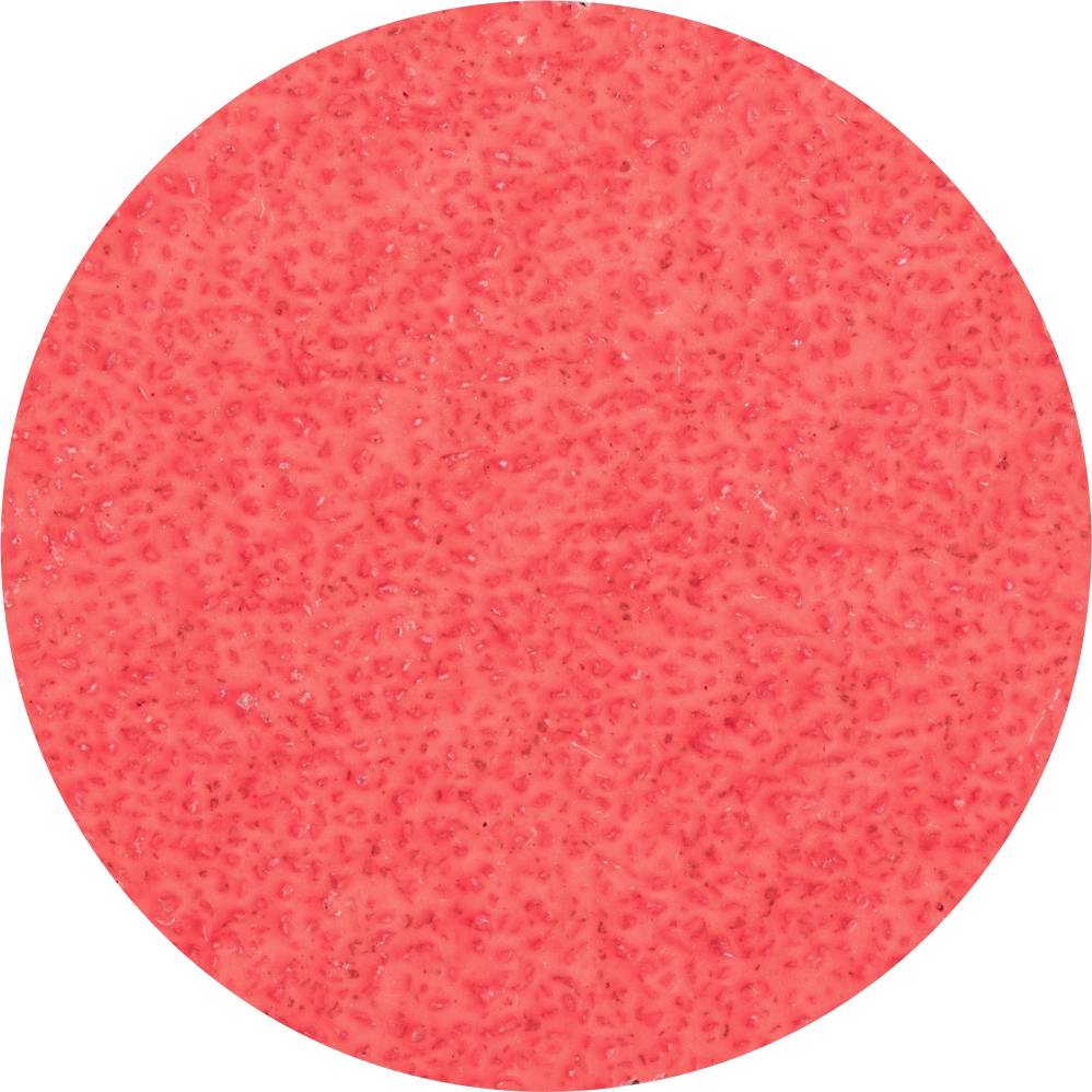 Éponge rouge et ronde à texture poreuse ; souvent utilisée pour le nettoyage.