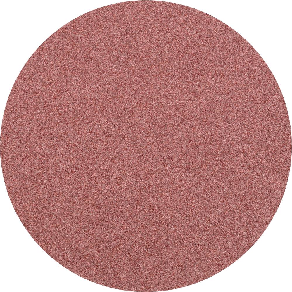 Un disque de papier abrasif rond, plat et rouge à surface granuleuse, idéal pour poncer et polir différents matériaux.
