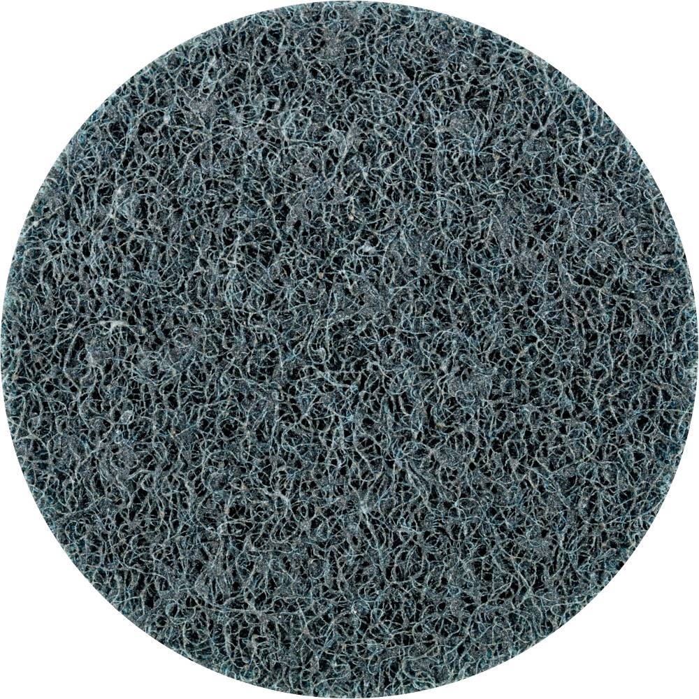 Surface de pad à récurer ronde, gris foncé, avec un mélange de fibres texturé, utilisée pour le nettoyage et le polissage des sols durs.