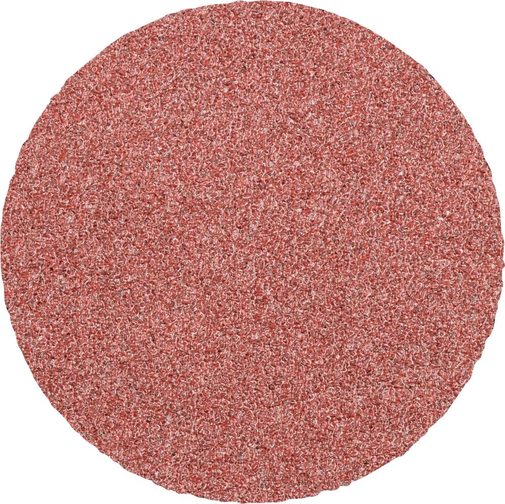 Un disque abrasif rond à texture rouge grossière, adapté pour les travaux de ponçage sur bois ou métal.