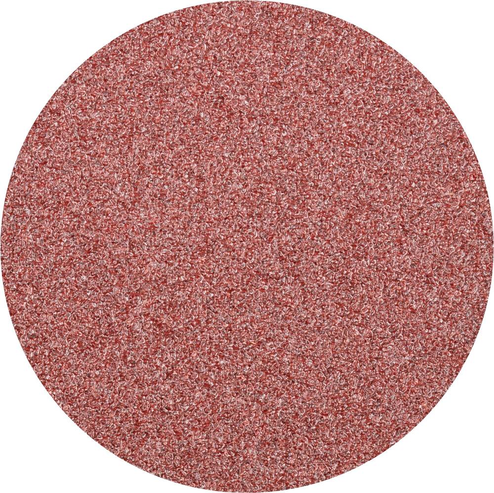 Disque abrasif rond à surface rouge granuleuse, adapté pour le ponçage sur bois ou métal.