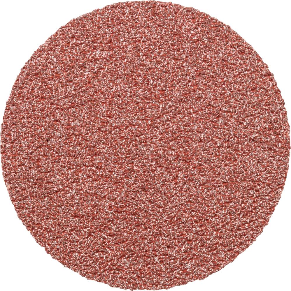 Un disque de meulage rouge, ovale, à surface rugueuse et texturée.