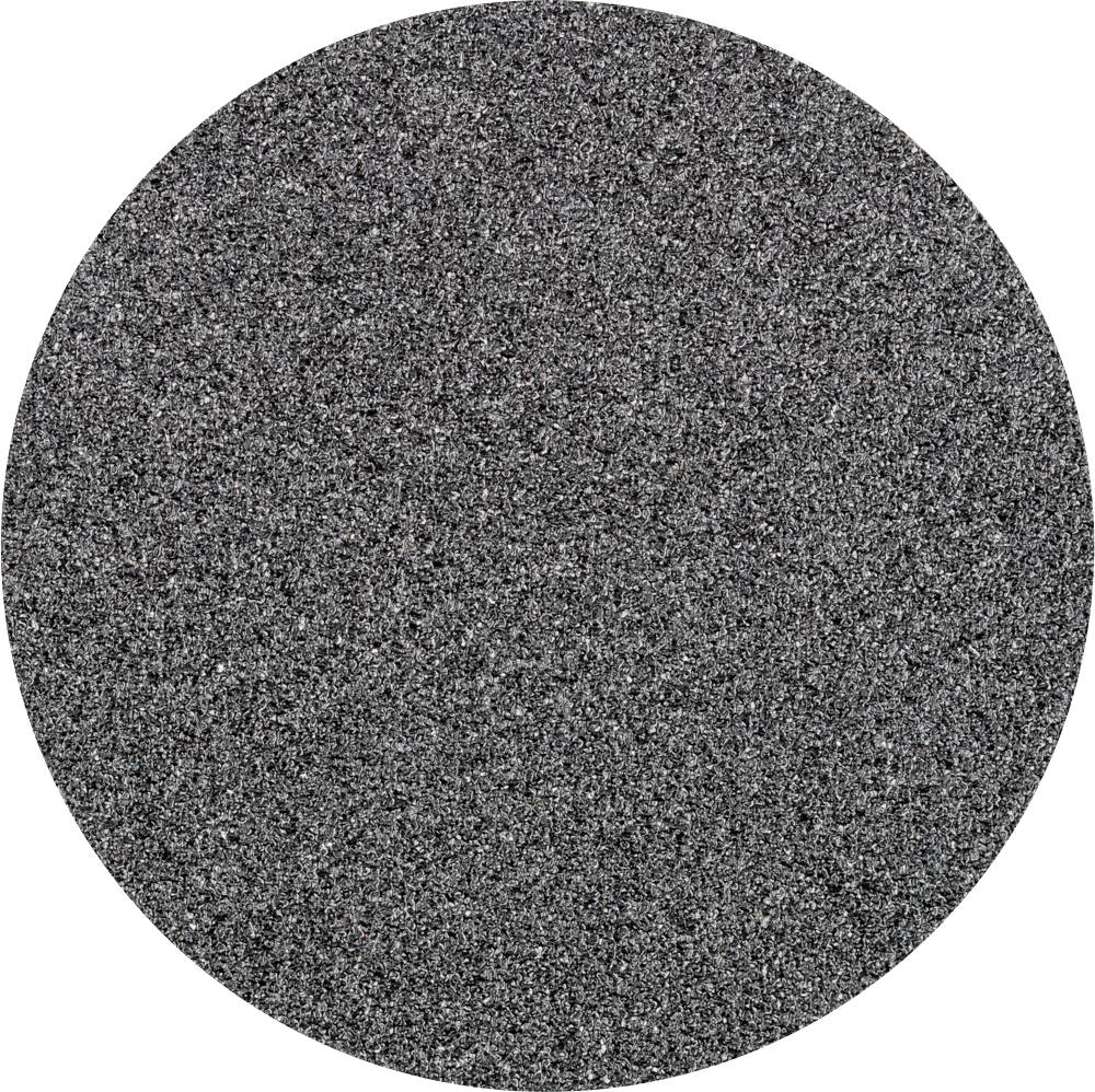 Disque abrasif en matériau à grain grossier, circulaire, gris, utilisé pour le traitement des surfaces métalliques ou en bois.