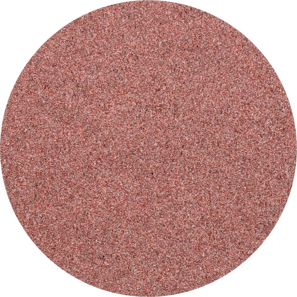 Disque de ponçage circulaire avec surface abrasive rouge, adapté aux travaux sur bois ou à l'usinage des métaux.
