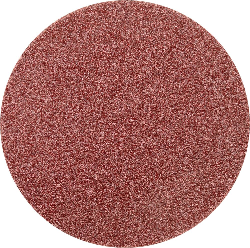 Disque abrasif en papier de verre, de couleur rougeâtre, à grain fin.