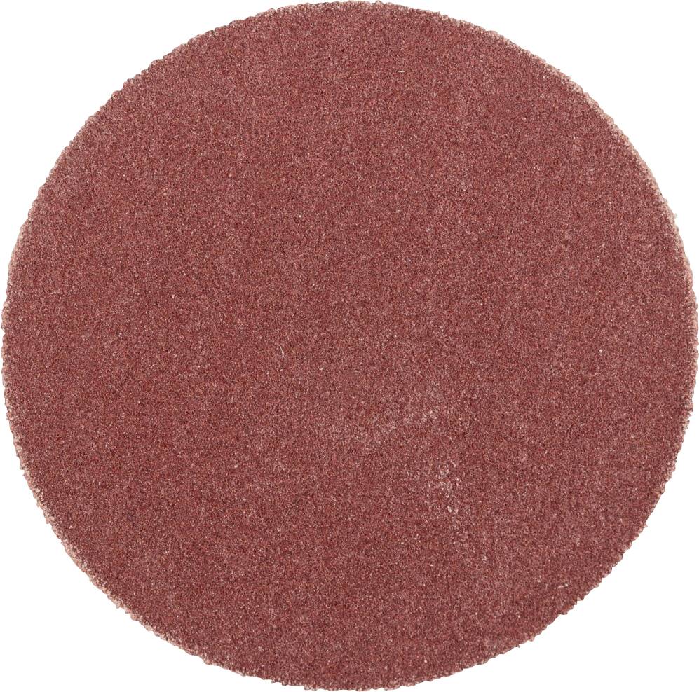 Un papier de verre rouge à surface granuleuse, de forme ovale. Adapté pour les travaux de ponçage sur bois et métal.