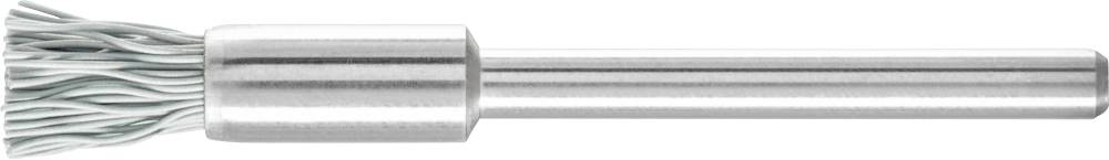 Brosse métallique à manche cylindrique, dotée de poils de fil denses, utilisée pour le nettoyage ou le traitement de surface.
