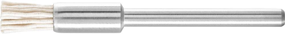 Brosse métallique à poils longs avec manche cylindrique, principalement utilisée pour le nettoyage.