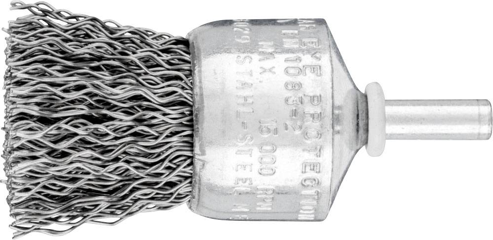 Une brosse métallique avec un manche en métal, utilisée pour des travaux de nettoyage ou de ponçage sur des surfaces.