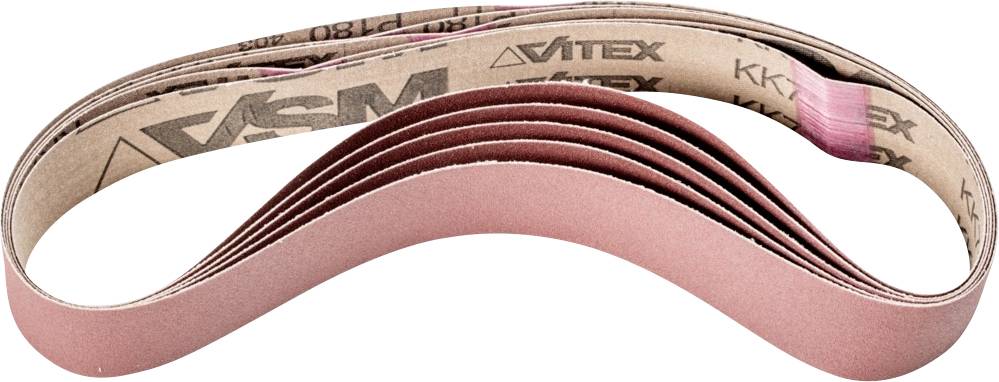 Bande abrasive ondulée, rouge rouille, avec impression VSM et KV 707X. Adaptée aux machines de travail du bois et des métaux.