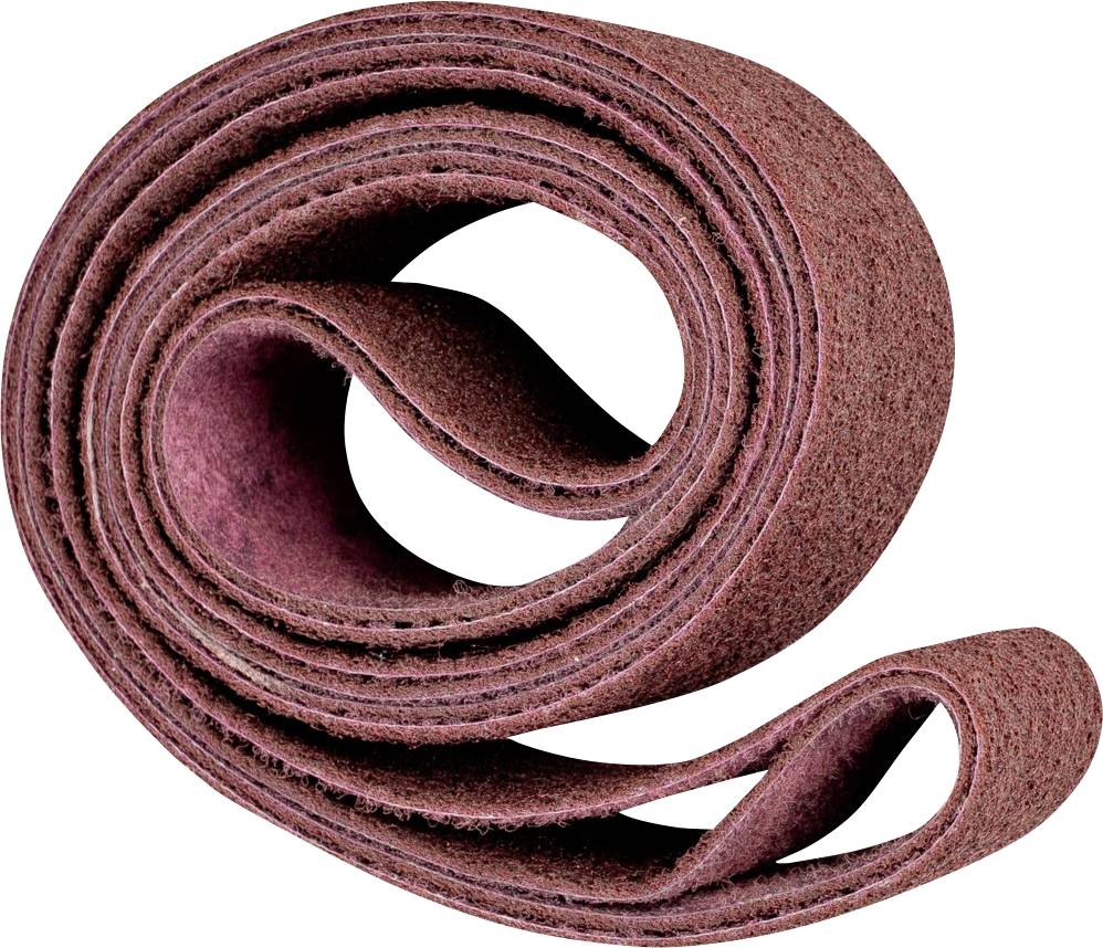 Un rouleau de bande abrasive en matériau rouge, prêt à être utilisé dans des machines-outils pour le traitement de surface.