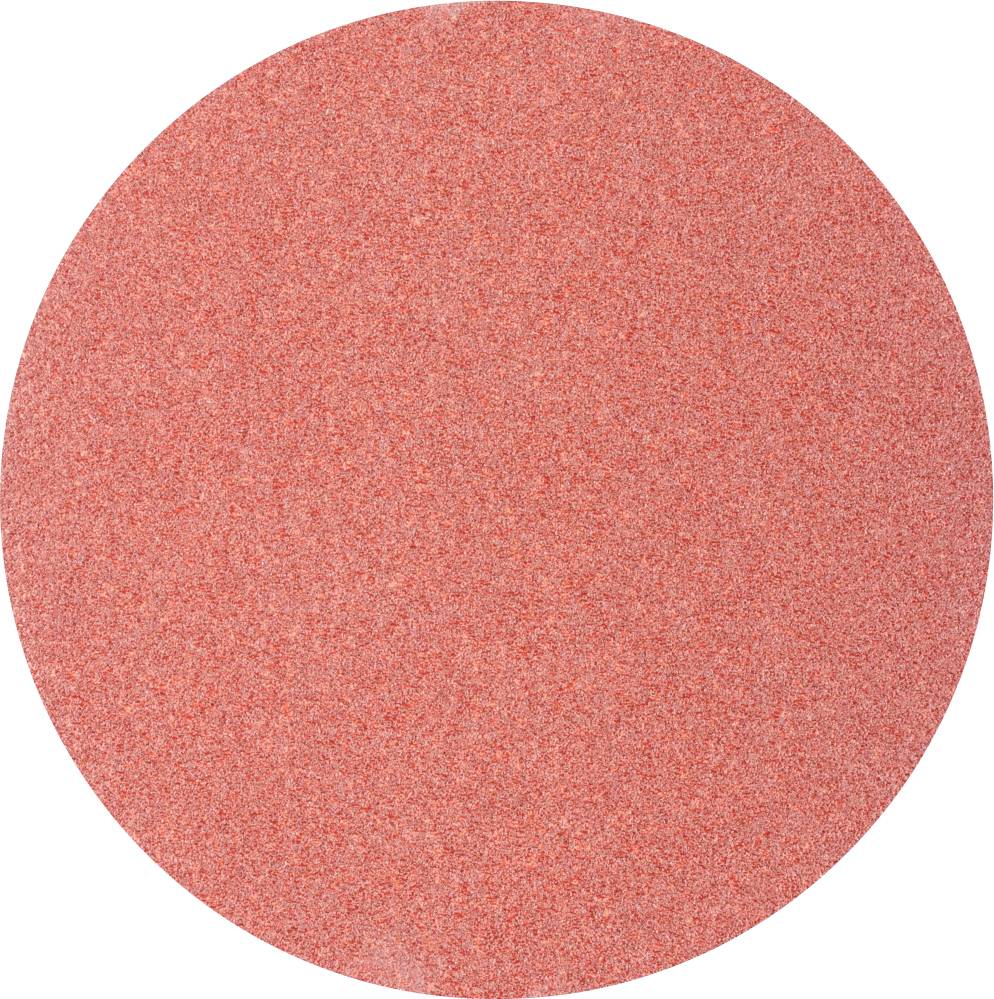 Un pad de polissage rond, rouge-orangé, avec un grain fin et uniforme.
