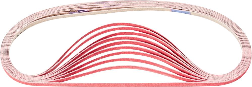 Bande abrasive rouge en forme ovale empilée ; couramment utilisée pour le ponçage dans l'industrie et l'artisanat.