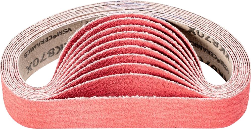 Bandes de ponçage rouges superposés en forme de U.