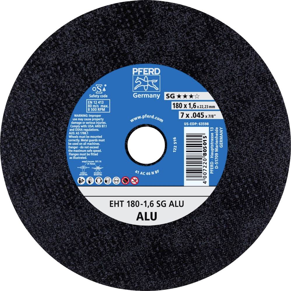 PFERD TOOLS EHT 180-1,6 SG ALU 61326119 Disque à tronçonner 180 mm 25 pc(s) aluminium, Métaux non ferreux