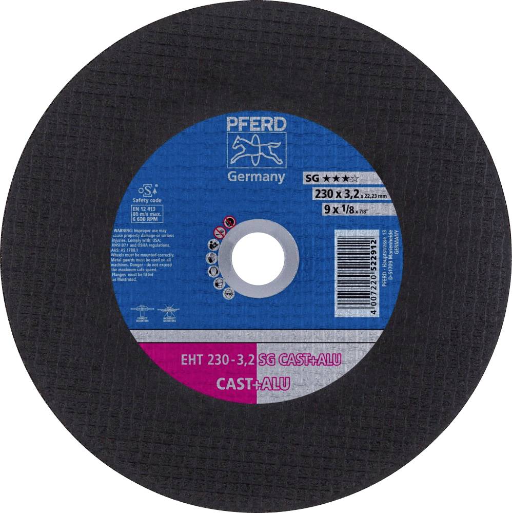 PFERD EHT 230-3,2 SG CAST+ALU 61328802 Disque à tronçonner 230 mm 25 pc(s) Alliage d'aluminium, Fonte grise/ à graphite sphéroïdal