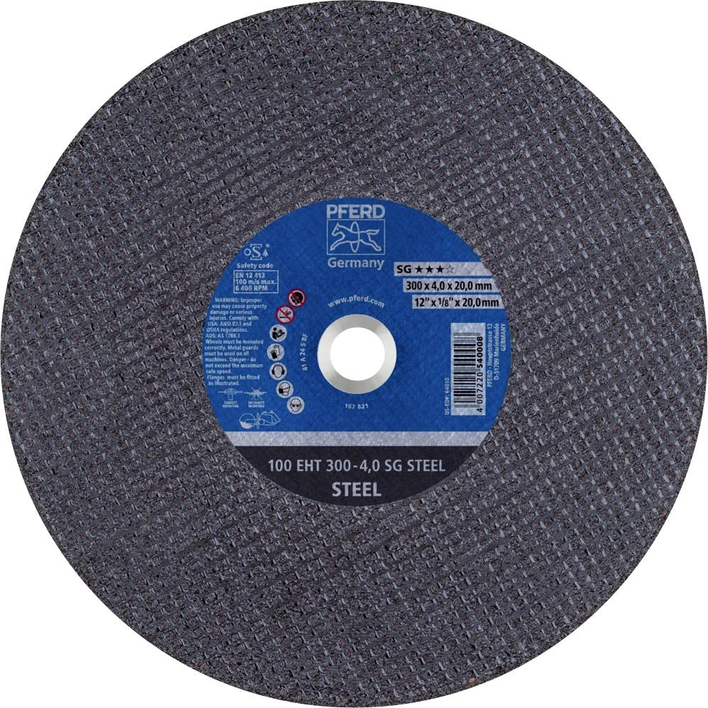 PFERD TOOLS 100 EHT 300-4,0 SG STEEL/20,0 61329120 Disque à tronçonner 300 mm 20 pc(s) Fonte, acier