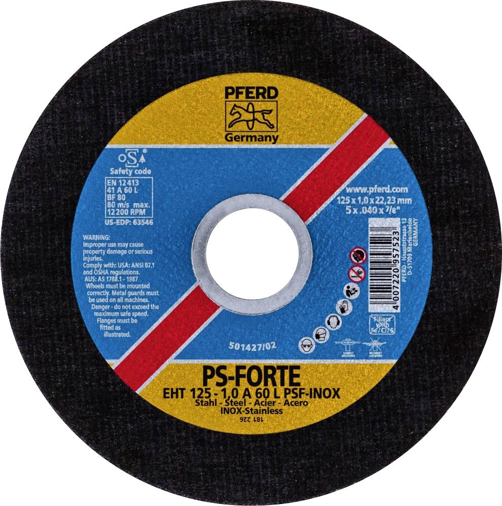 PFERD TOOLS EHT 125-1,0 PSF CLASSIC STEELOX 61715250 Disque à tronçonner 125 mm 25 pc(s) acier inoxydable, acier