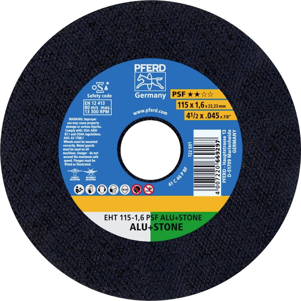 PFERD TOOLS EHT 115-1,6 PSF ALU+STONE 61818021 Disque à tronçonner 115 mm 25 pc(s) aluminium, Métaux non ferreux, Titane, Alliage