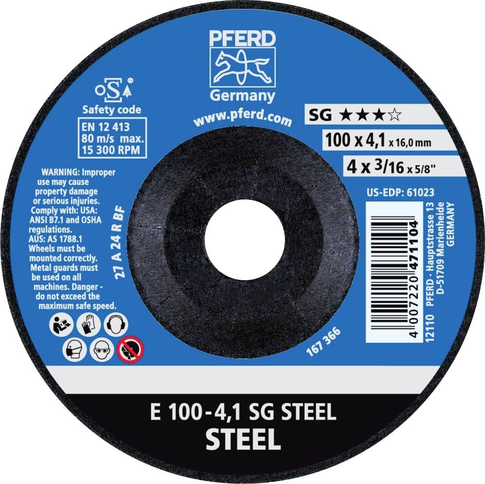 PFERD 62210426 E 100-4,1 SG STEEL/16,0 Disque à ébarber à moyeu déporté Diamètre 100 mm Ø de perçage 16 mm acier 10 pc(s)