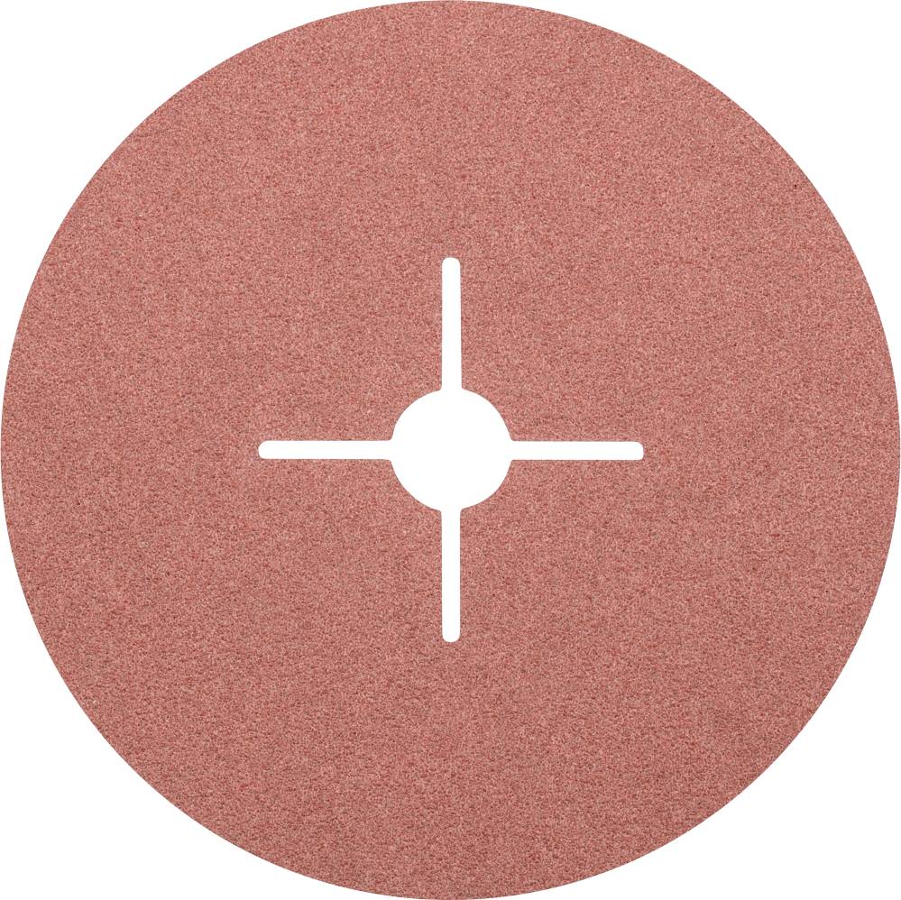 Plateau de ponçage rond et à grain grossier, pourvu d'une découpe centrale en forme de croix. Adapté pour les travaux de ponçage sur différentes surfaces.