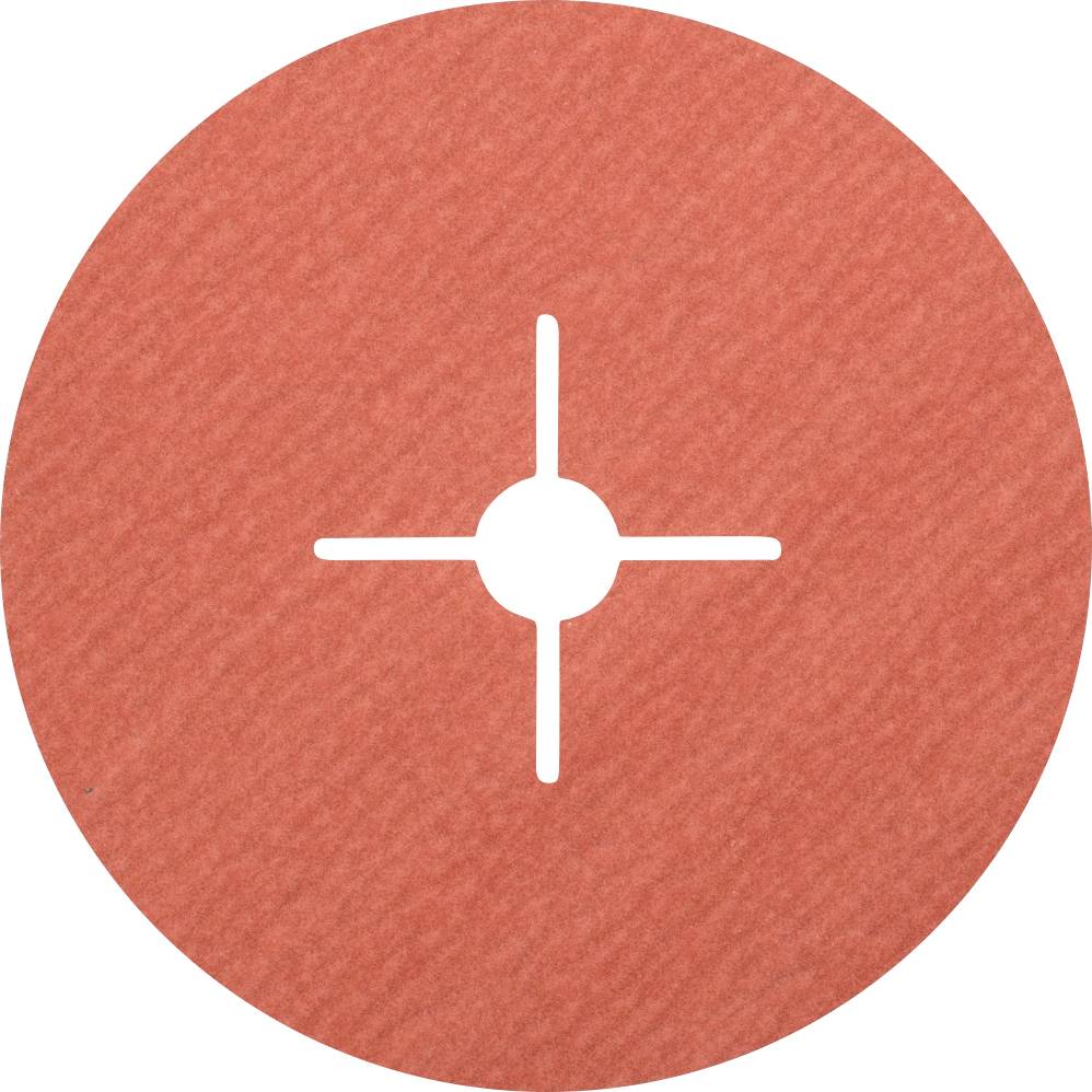 Disque rond et rouge avec une croix blanche en son centre, se terminant en cercle. Le symbole pourrait représenter une cible ou un marquage.