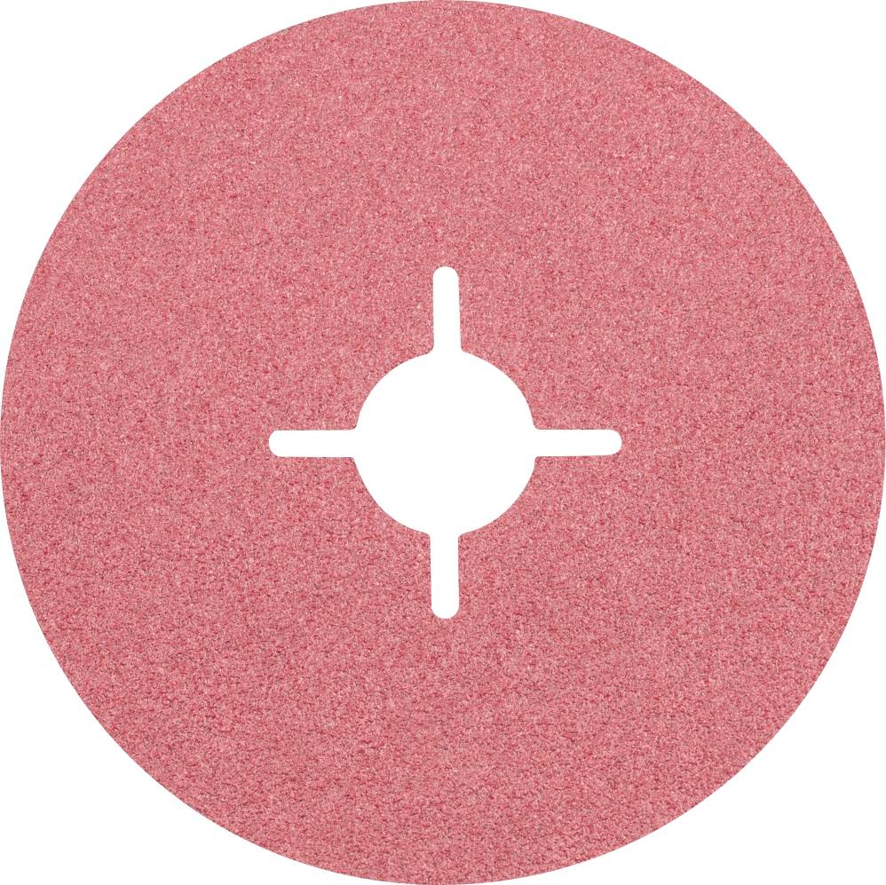 Un tampon de polissage rouge unique, de forme ronde, avec une section cruciforme au centre.