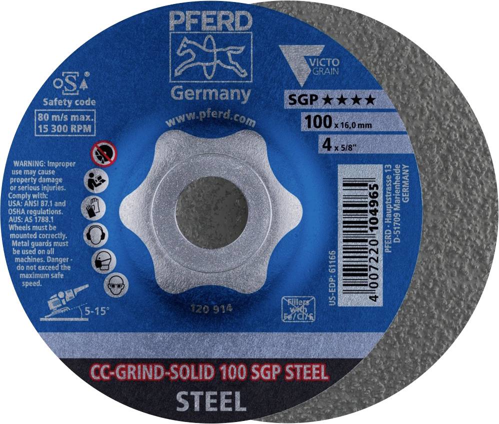 PFERD TOOLS 64187100 Disque abrasif Diamètre 100 mm Ø de perçage 16 mm acier 10 pc(s)