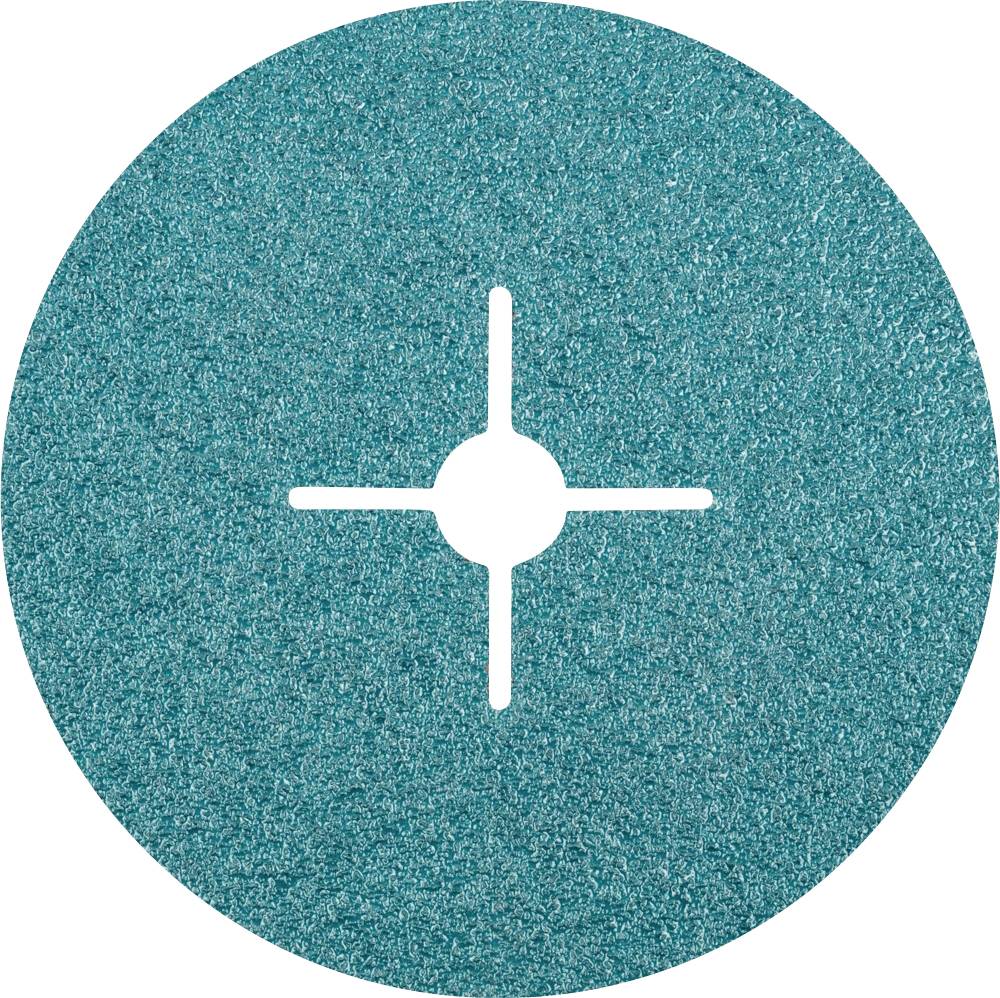 Une meule turquoise avec une croix au centre.