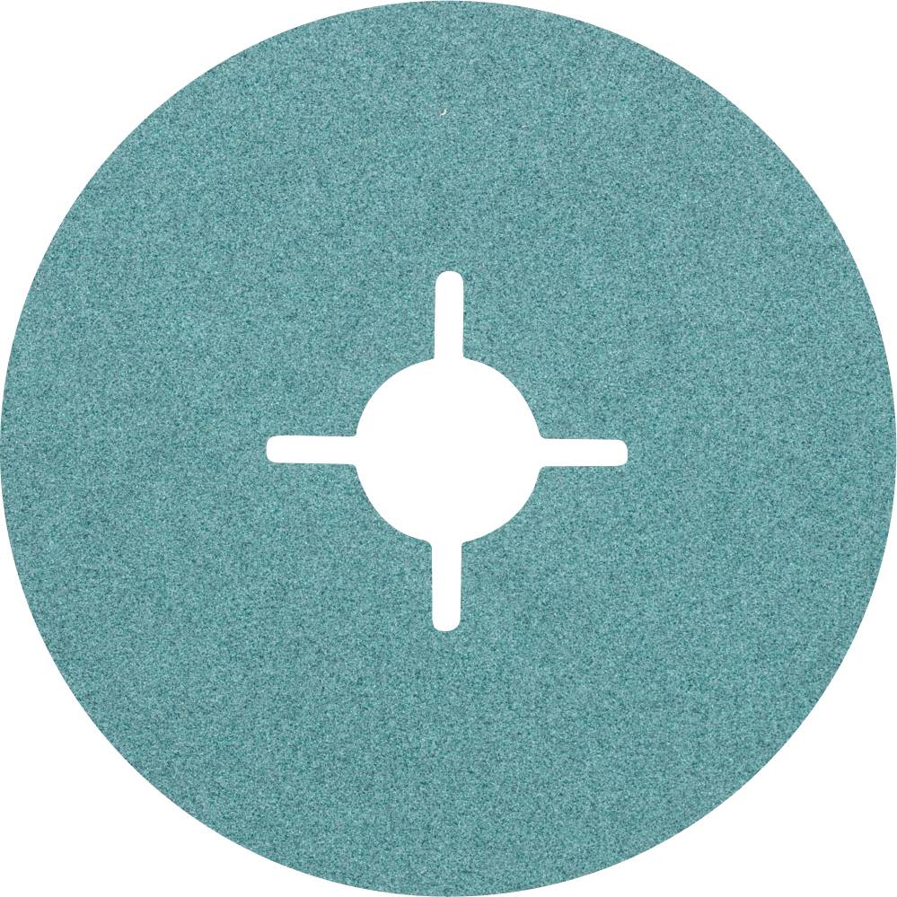 Un papier abrasif rond bleu avec une fente cruciforme centrale, probablement destiné à être fixé sur un appareil de ponçage.