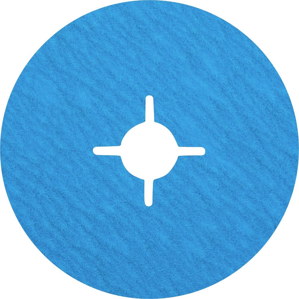 Un symbole circulaire bleu avec un motif de croix blanc au centre sur un fond structuré.