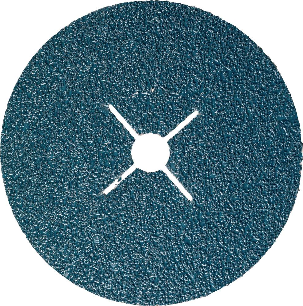 Disque de meulage rond avec une fente cruciforme au centre et une surface granuleuse.